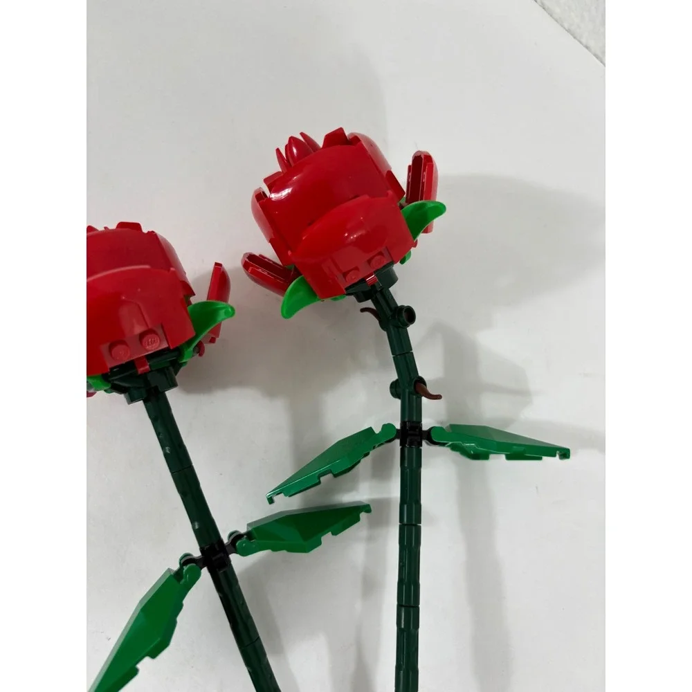 2 Lego Red‎ Roses Flower Building Blocks STEM Toy Display Decor 9.5 in